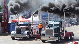 Semi Truck Drag Racing at Over The Top Diesel Showdown | Smoking Trucks - Onaway Speedway Track
