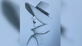 How To Draw A Girl With Hat| Pencil Sketch Easy Step By Step| Girl Easy Drawing