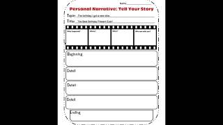Personal Narrative Graphic Organizer Lesson 3