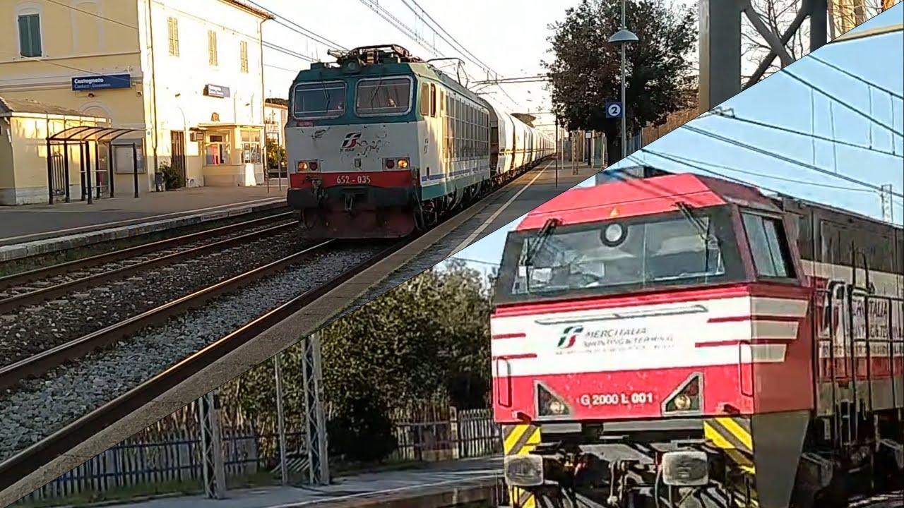 Treno Merci "Il Biancone" G2000.001 + E652.035 - Andata e Ritorno - transito a Castagneto Carducci