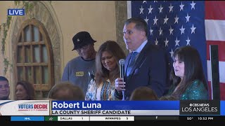 Sheriff candidate Robert Luna speaks to supporters