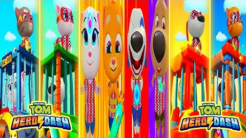 Talking Tom Hero Dash - All Heroes Red Suit & Saving All Heroes & Classic Running - Gameplay