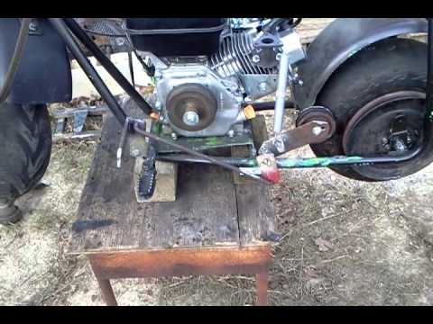 belt drive 6.5 mini bike foot clutch - YouTube