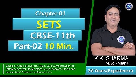 Ch. 01 Sets Class-11th Part-02 I Union & Intersection I Venn Diagram I Kaushlendra  Classes
