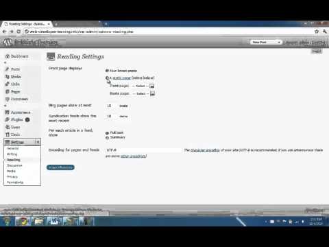 Wordpress Tutorial: How to set a static home page, Part 1