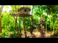 Survival In Rainforest, Build The Most Beautiful Luxury Bamboo Tree House, Girl Living Off The Grid.