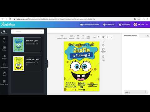 How to make a SpongeBob Birthday Invitation step by step on www.bobotemp.com