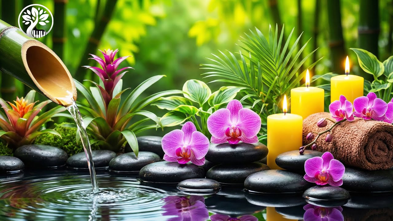 Relaxing Sleep Music with Bamboo Water Sounds 🎹 Spa Music for Deep Healing & Meditation 🌿