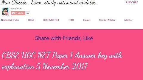 CBSE UGC NET paper 1 answer key with explanation | 5 Nov 2017