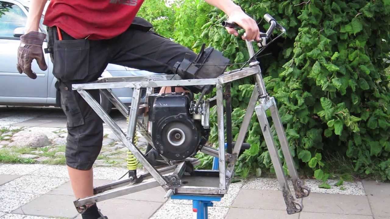 How to build a mini bike with lawn mower engine Homemade Pitbike With Lawnmower Engine 4 Youtube