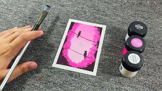 Easy Pink Night Sky Poster Color Painting for Beginners! | Step-by-step Tutorial