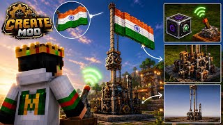 Minecraft Create Mod: Wireless Redstone Flag Raising Mechanism | Step-by-Step Tutorial #minecraft 