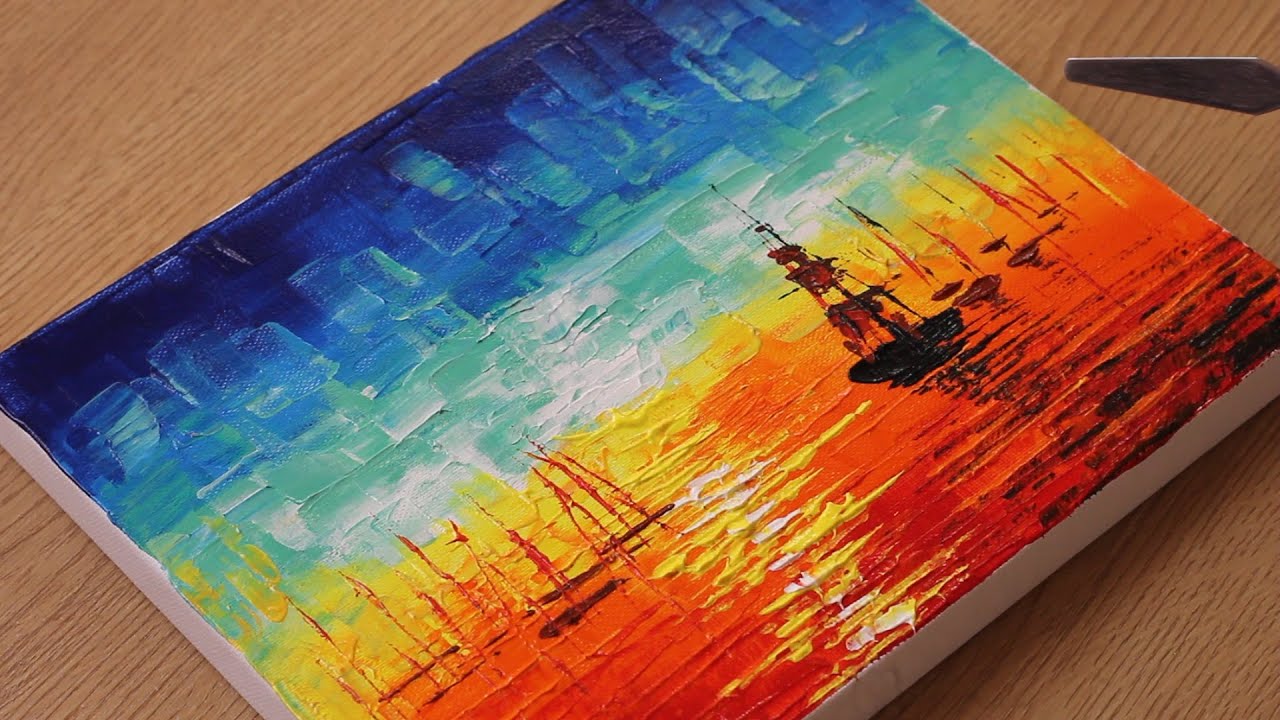 Sunset palette knife painting : r/oilpainting