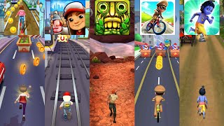 Subway Princess Runner 🆚 Temple Run 2 🆚 Subway Surfers 🆚 Little Singham Cycle Race 🆚 Little Krishna screenshot 2