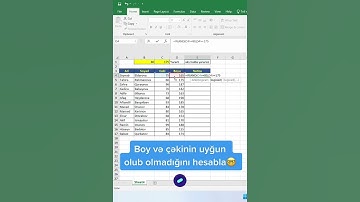 Excel I Boy və çəkinin uyğun olub olmadığını hesabla I INNAB  #quicktips #exceltips