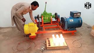 How To Make free Energy 3Hp Motor and 15kw Alternator Free Electricity Generator 230v with gear box