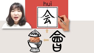 #newhsk1 _#hsk1 _会/ 會/hui/(can,  sure to)How to Pronounce&Write Chinese Vocabulary/Character Story