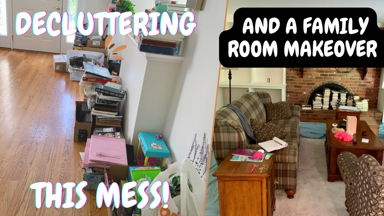 Decluttering & cleaning a mess Plus FAMILY ROOM MAKEOVER/ new floors and fresh paint 😍