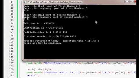 complex numbers class cpp example code