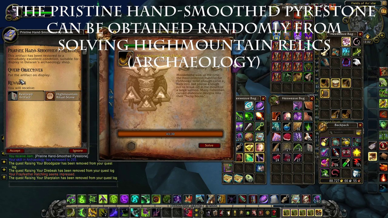 World of Warcraft Pristine HandSmoothed Pyrestone Archaeology Legion