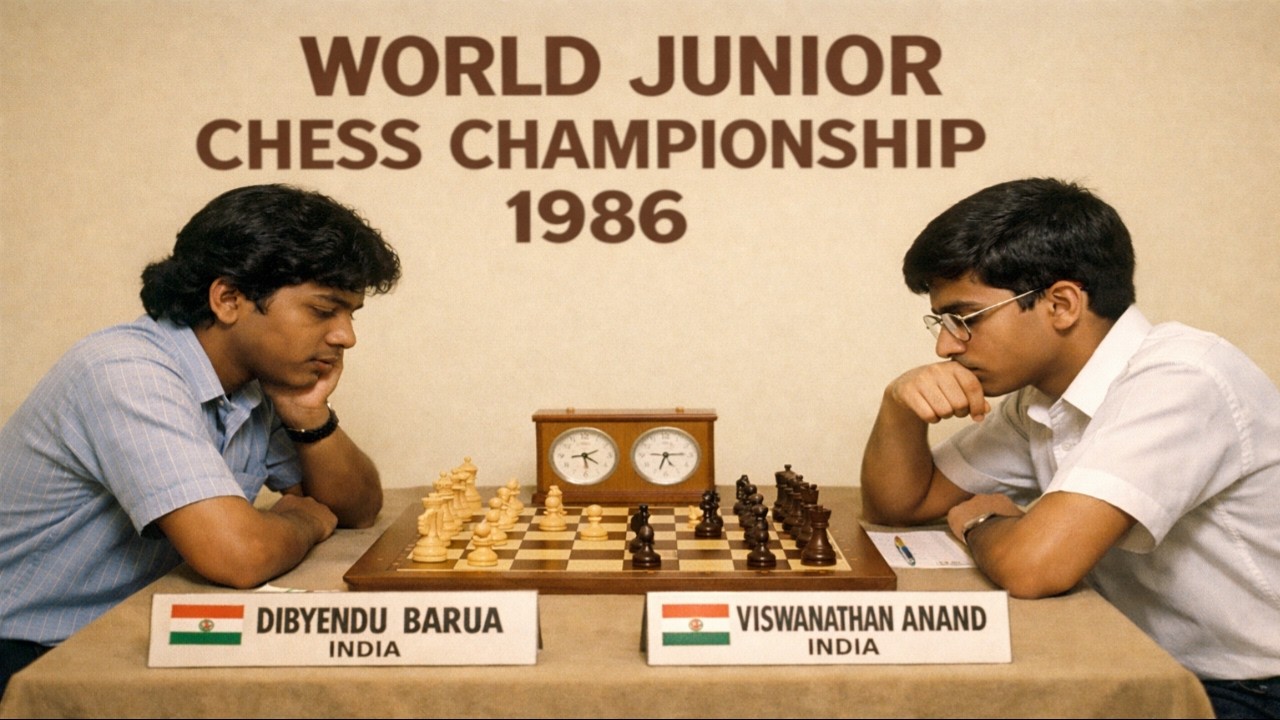 Dibyendu Barua vs Viswanathan Anand • World Junior Championship. 1986