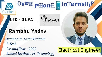 Congrats, Rambhu | ELECTRICAL ENGINEER | 3 LPA |Selected as Tech Support Engineer in IMPACT Infotech