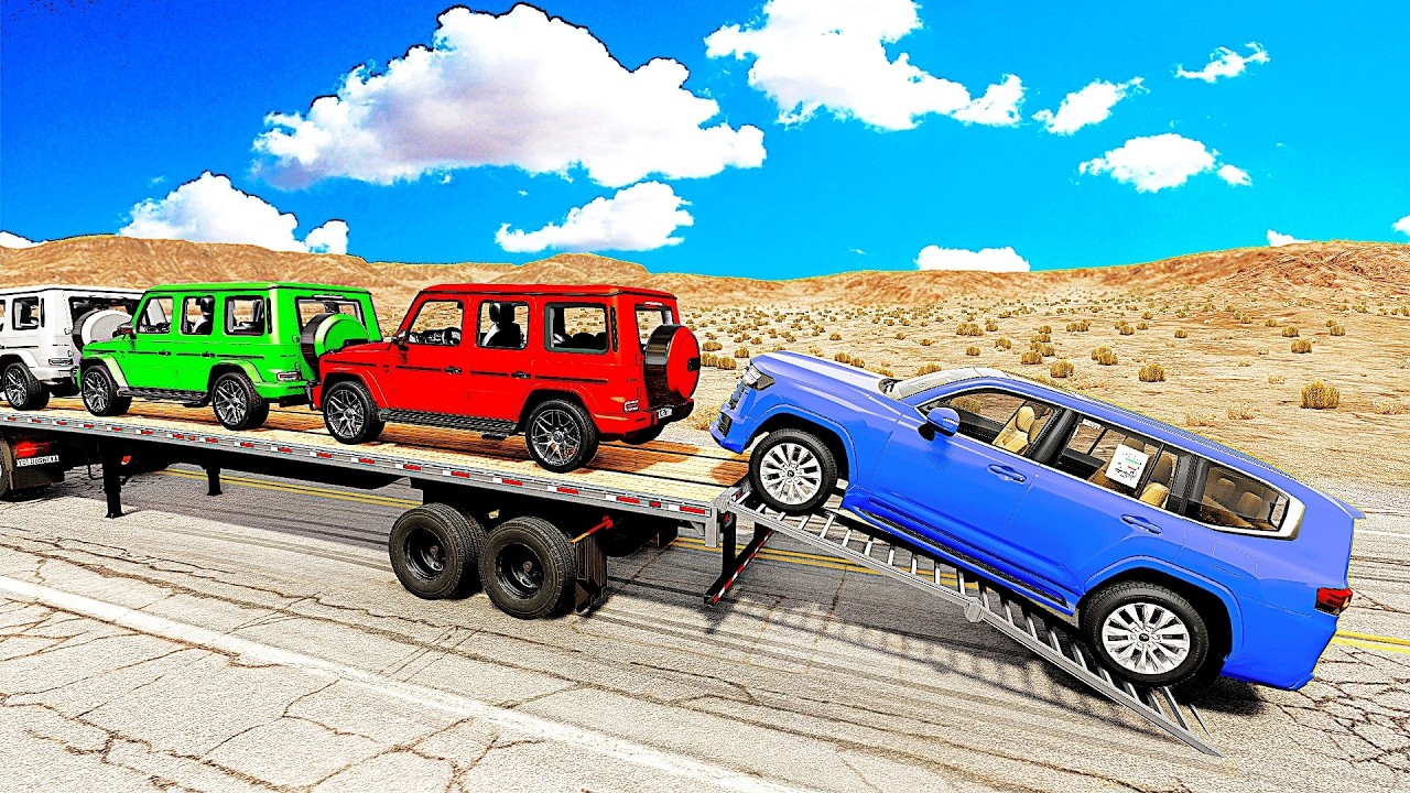 Flatbed Truck McQueen | Transportation with Truck - Pothole vs Car # | BeamNG.Drive Gameplay #020