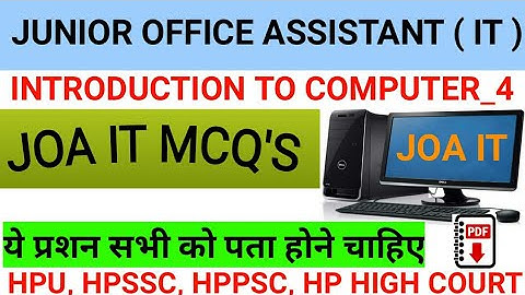 JUNIOR OFFICE ASSISTANT || COMPUTER QUESTIONS || JOA IT || MCQ || HPSSC || HPU || HPPSC || JOA IT ||