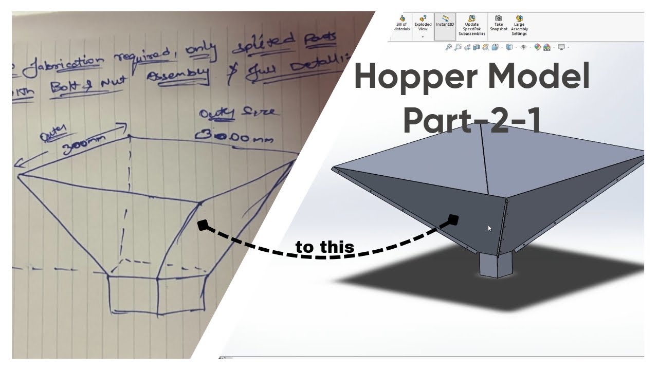 Hopper Model Part-2 -1 | SolidWorks Sheet Metal | #hopper #trending ...