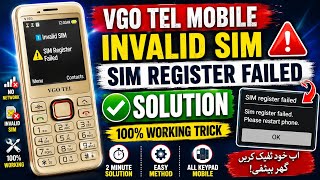 How To VGO TEL Invalid SIM Error Fix | SIM Register Failed 100%Working Method Mobile Secret Code Fix
