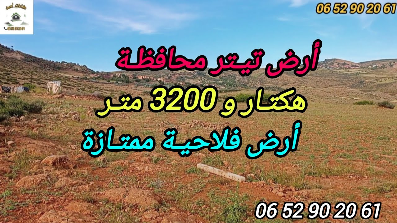 2026-2-16 : أرض تيتر محافظة هكتار و 3279 متر ، أرض ممتازة للفلاحة و التشجير . الهاتف ☎️ 0652902061