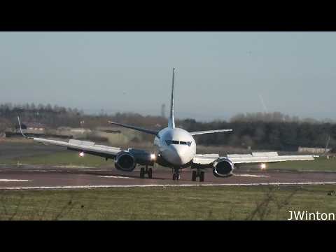 Manchester City CHARTER - Boeing 737-300 G-SWRD landing at Newcastle Airport