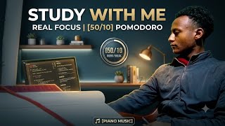 ​3 Hour Study With Me | 50/10 Pomodoro Timer | Soft Piano & Cozy Rain Sounds for Deep Focus screenshot 3