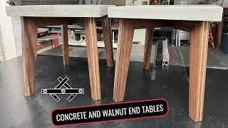 Walnut and concrete end tables