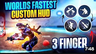 TOP 3 !! PROFESSIONAL 3 FINGER 🤯 FREE STYLE CUSTOM HUD FREE FIRE FASTEST 3 FINGER HUD !Blue