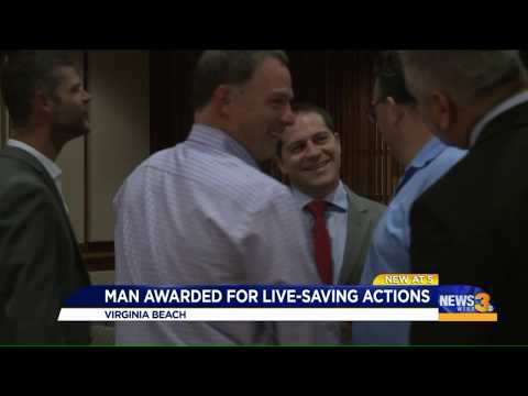 Virginia Beach man honored for helping rescue man contemplating suicide on Lesner Bridge