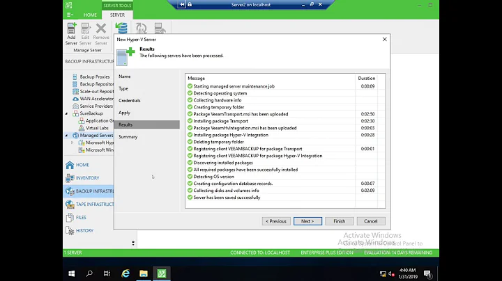 Adding Microsoft Hyper V Servers to VeeamBackup and Configure Backup