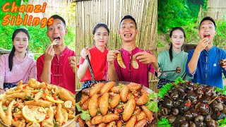 Bamboo Maggots Coconut Worms 🐛 Eating Challenge|Natural Food Outdoor Cooking|Strange Recipes Mukbang