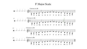 F Major Scale one octave for Bb Clarinet