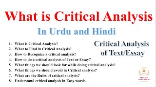 What is Critical Analysis, How you can do Critical Analysis, Easiest way to Critical analysis. PDF