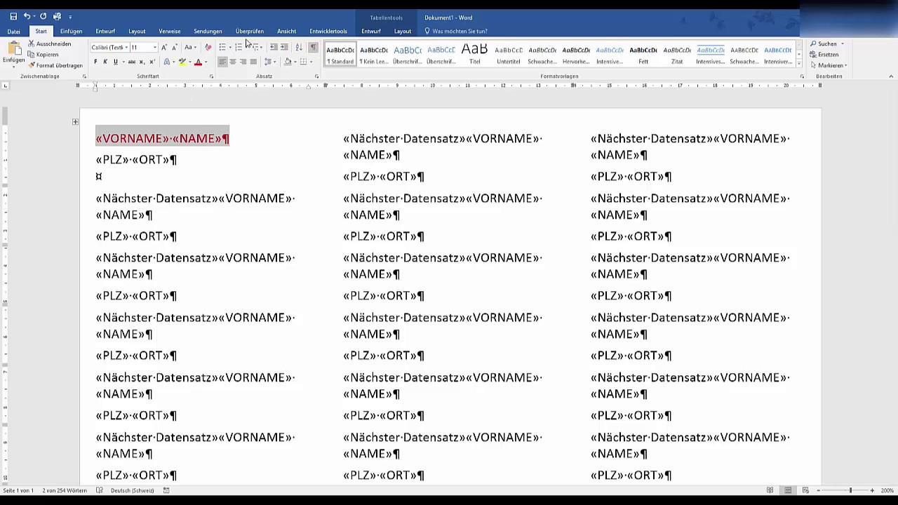 Word Etiketten Im Seriendruck Youtube