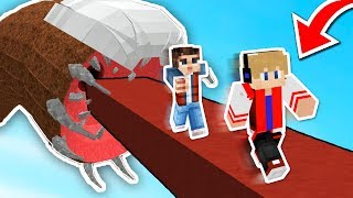 FUJA DA MINHOCA GIGANTE NO MINECRAFT !