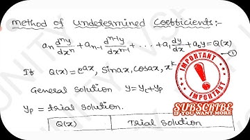 #Method of Undetermined Coefficients || Detailed Explanation about working rule1 || SEM-II || OU