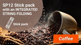SP12 Stick pack packaging machines with an INTEGRATED STRING FOLDING and automatic boxing system.