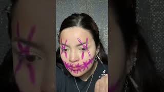 Purple Neon Purge Mask #purgemakeup #purgemaskmakeup #halloweenmakeuplook #31daysofhalloween