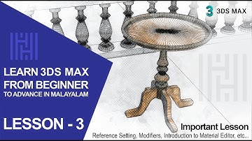 3DS MAX TUTORIAL LESSON 3 / Learn Reference Setting And 3D Modeling using Modifiers In Malayalam.