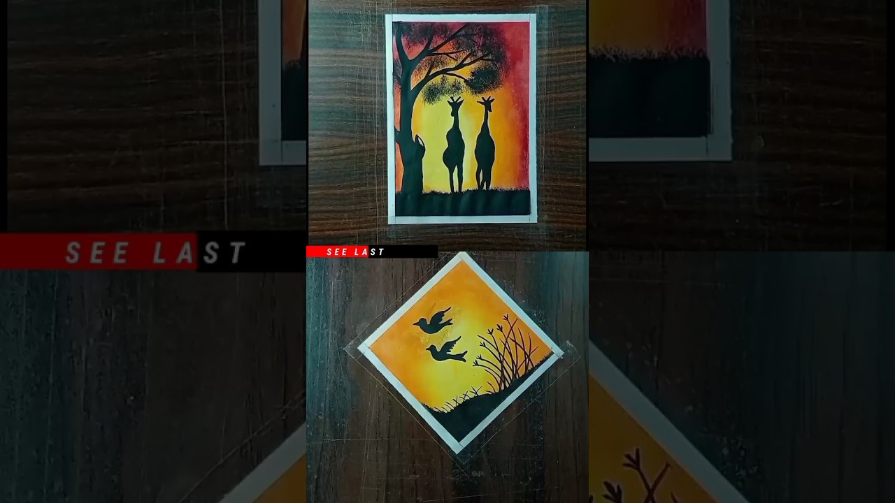 How to draw two in one zebra and flying bird in the sky with oil pastel color 