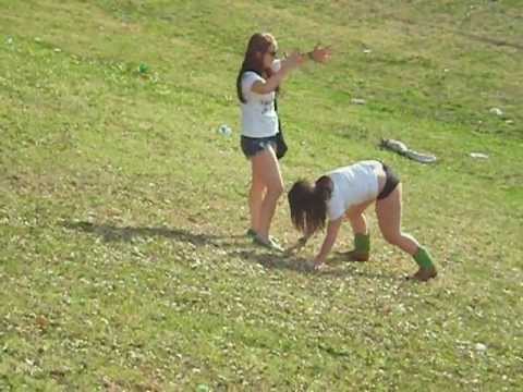 Two drunk girls on St. Patrick's Day 2013 in Dallas Texas