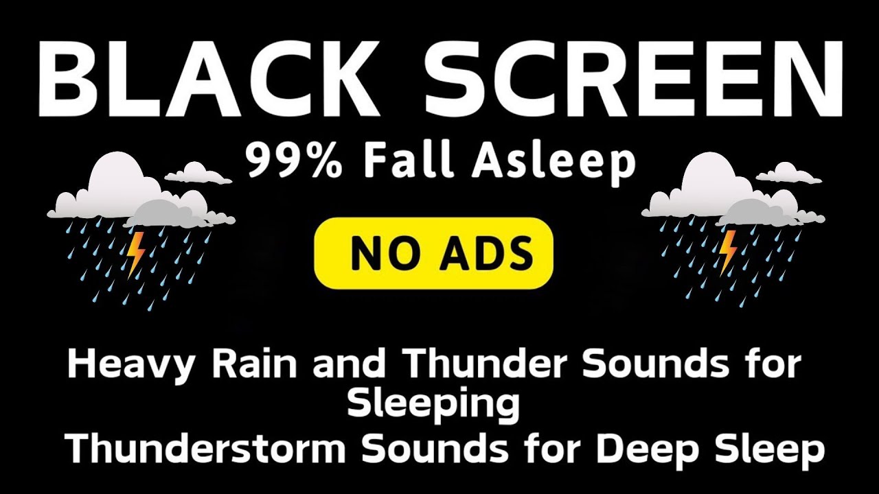 🔴 Heavy Rain and Thunder Sounds for Sleeping 💧 Black Screen | Perfect for Deep Sleep and Relaxation💧