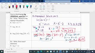 Unit 7 Lesson 3 Solve exponential and log equations